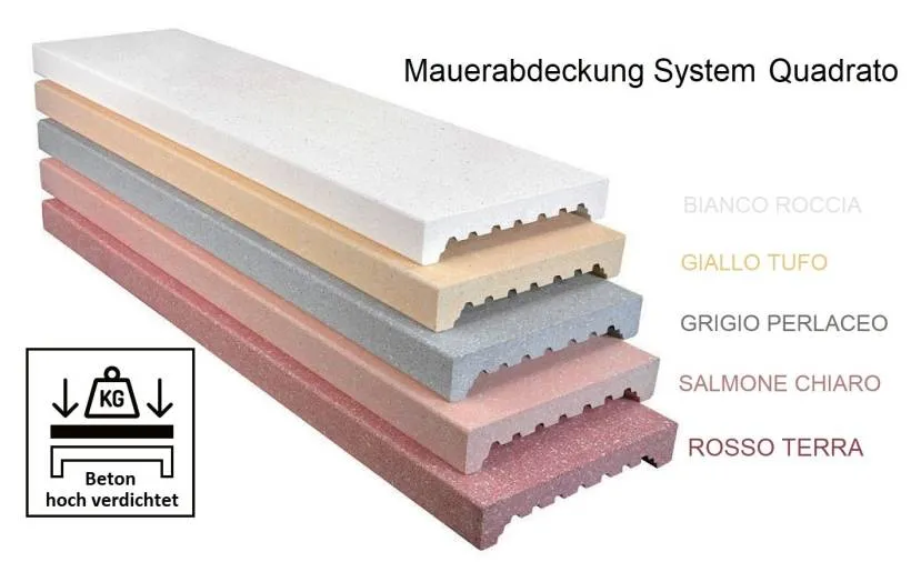 Mauerabdeckungen Marmorbeton Evolution Quadrato System